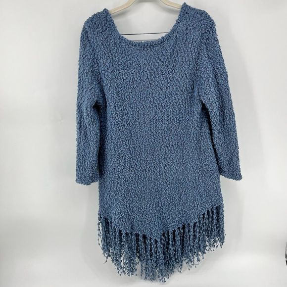 Soft Surroundings Serena Chenille Fringe Sweater Blue Size Small - Picture 4 of 5